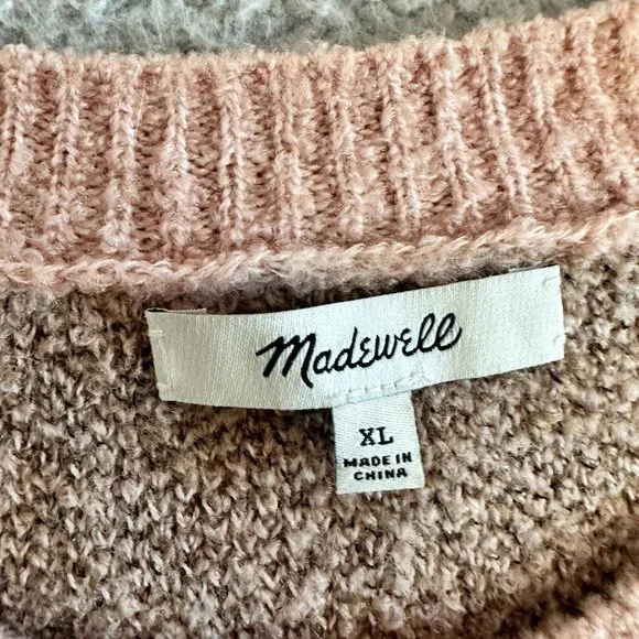 Madewell Sweater in Leopard Womens XL Shrunken Pullover Pink Animal Print - Picture 15 of 16